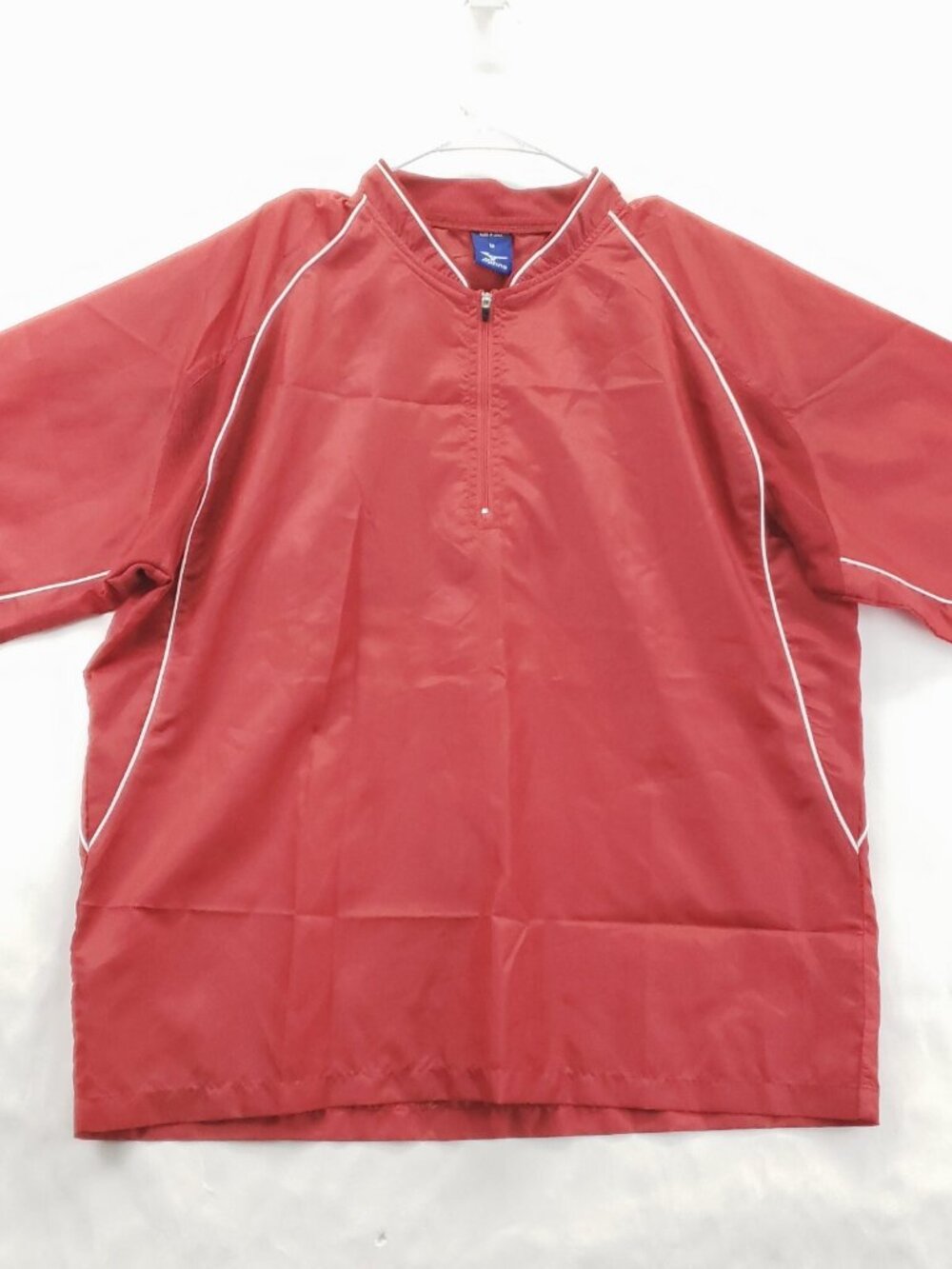 Mizuno Windbreaker Mens Medium Red Short Sleeve 1/4 Zip Pullover
